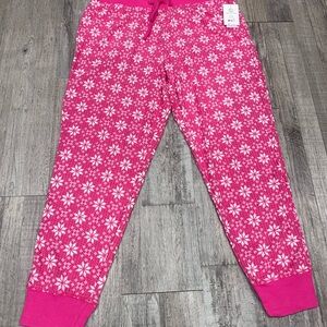 Pink Snowflake Pajama Pants